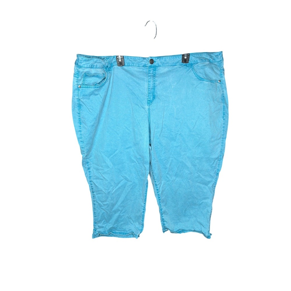 Lane Bryant Turquoise Blue Cropped Denim Jeans Plus Size 28 Capris Stretch‎